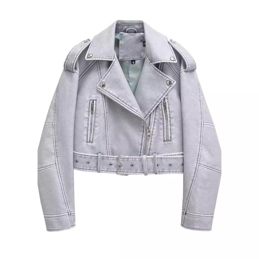 Women's Washed Motorcycle Jacket – Street Biker Style - product image 3