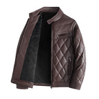 Brown - Brown quilted jacket on a white background