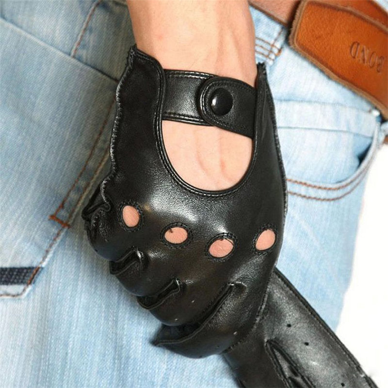 Men’s Leather Driving Gloves – Non-Slip Cut-Out Classic Gloves