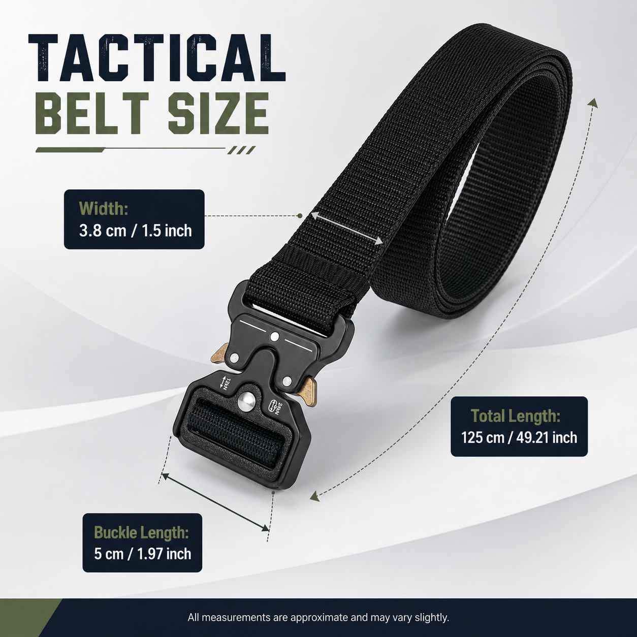 Bellvare Tactical Belt for Men & Women | Quick Release Nylon Work Belt | 6 Colours
