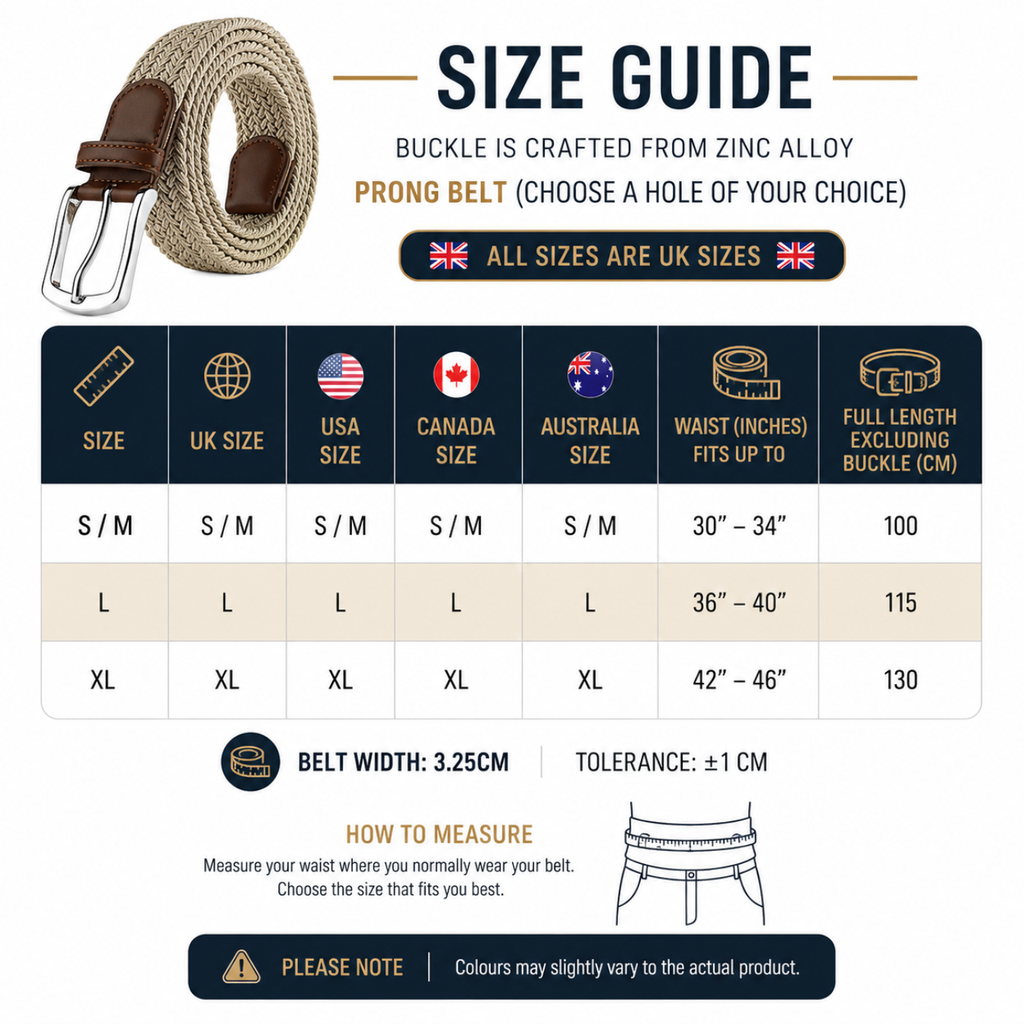 Bellvare Elasticated Belts Mens Womens Stretch Woven Braided Regular Casual Belt