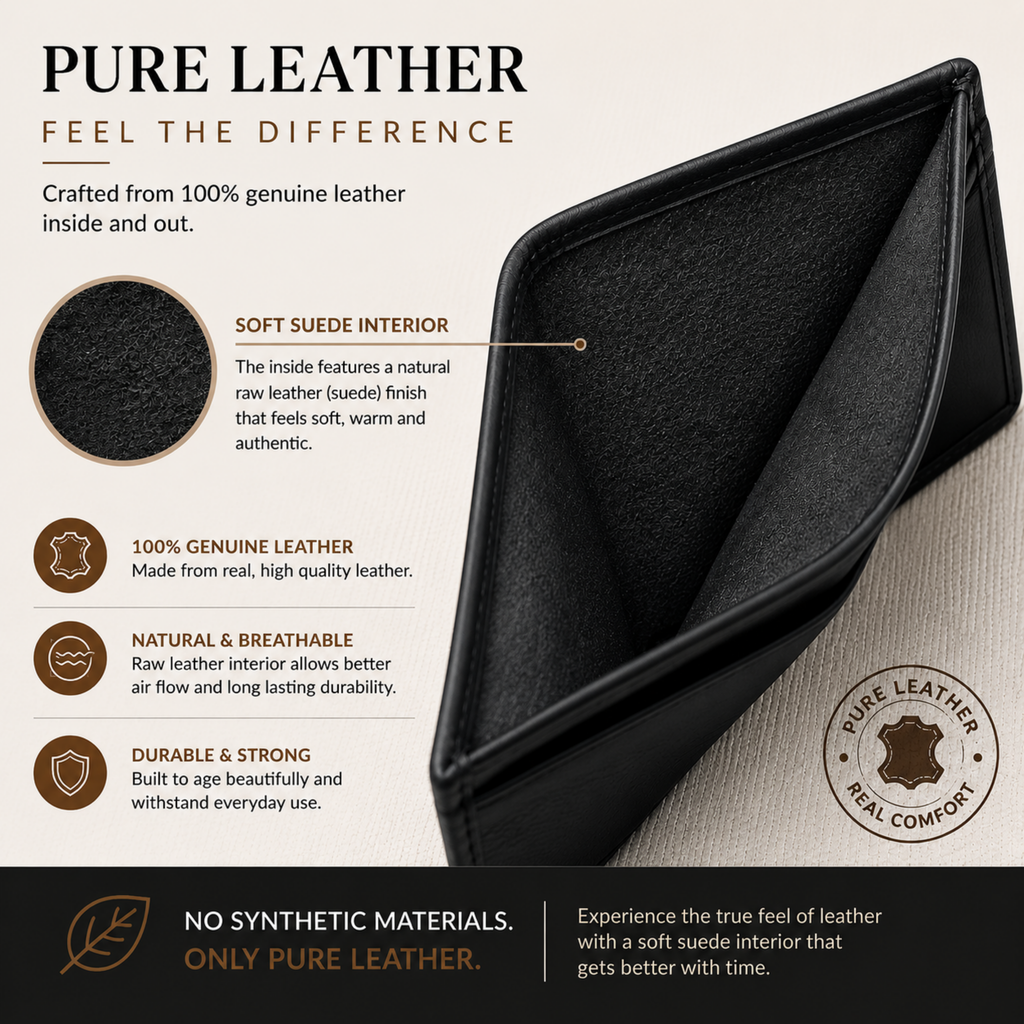 Leather Wallet For Mens Notes, & Credit Cards RFID Blocking Soft Slim Bifold