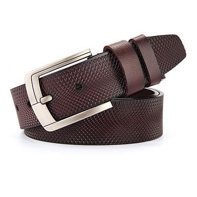 Men’s Genuine Leather Belt – Classic Pin Buckle, 6 Buckle Styles