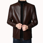 Men's Loose Fit Faux Leather Jacket – Stand Collar – product view 6