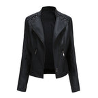 Women's Slim Fit Faux Leather Biker Jacket – Short Style - product image 11