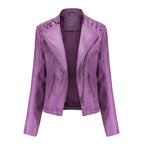 Women's Slim Fit Faux Leather Biker Jacket – Short Style - product image 7