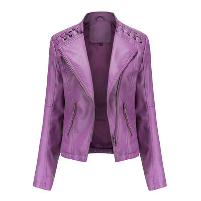 Women's Slim Fit Faux Leather Biker Jacket – Short Style - product image 19