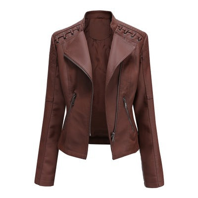 Women's Slim Fit Faux Leather Biker Jacket – Short Style - product image 9