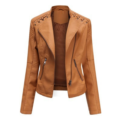 Women's Slim Fit Faux Leather Biker Jacket – Short Style - product image 12