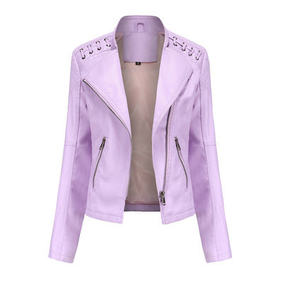 Women's Slim Fit Faux Leather Biker Jacket – Short Style - product image 10