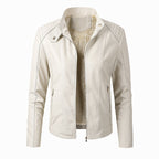 Women's Faux Leather Stand Collar Jacket – Soft Lined - product image 1