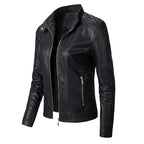 Women's Faux Leather Stand Collar Jacket – Soft Lined - product image 3