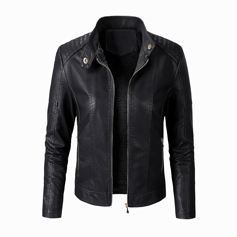 Women's Faux Leather Stand Collar Jacket – Soft Lined - product image 5