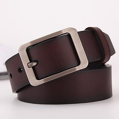Men’s Genuine Leather Belt – Classic Pin Buckle, 6 Buckle Styles