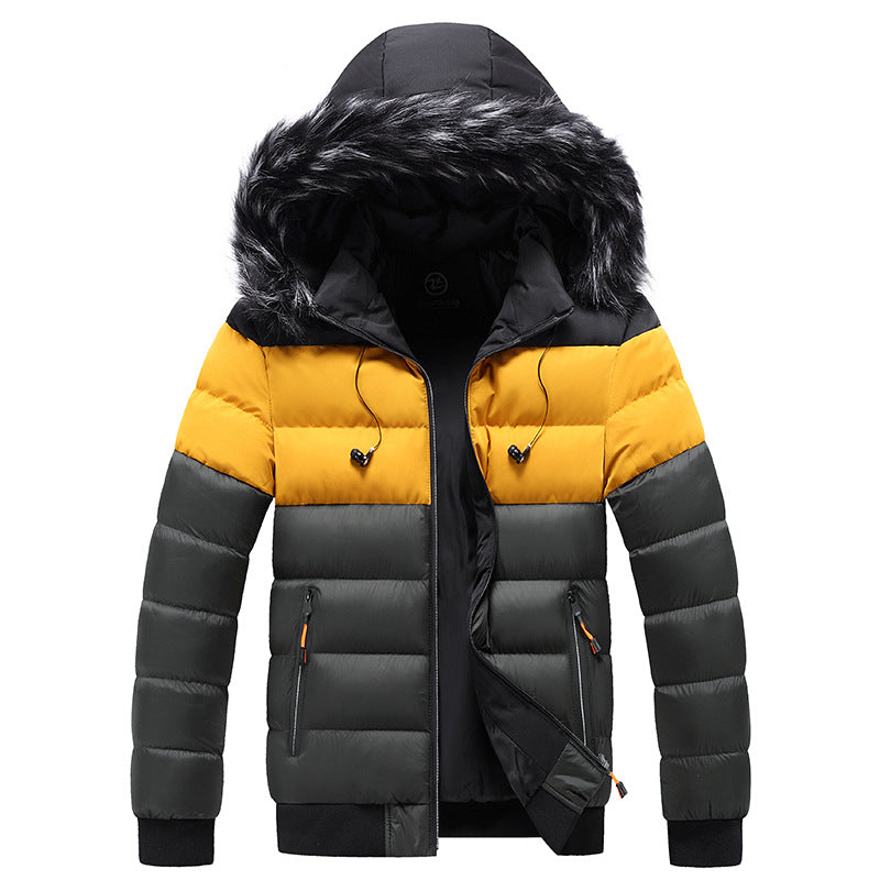 Men's Hooded Puffer Jacket – Colour-Block Winter Coat – product view 5