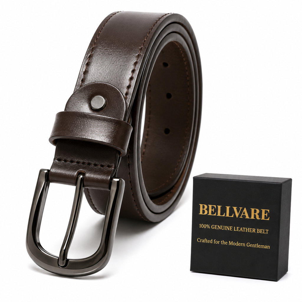 Genuine Leather Casual Dress Belts For Men Brown Cowhide Jeans Trousers