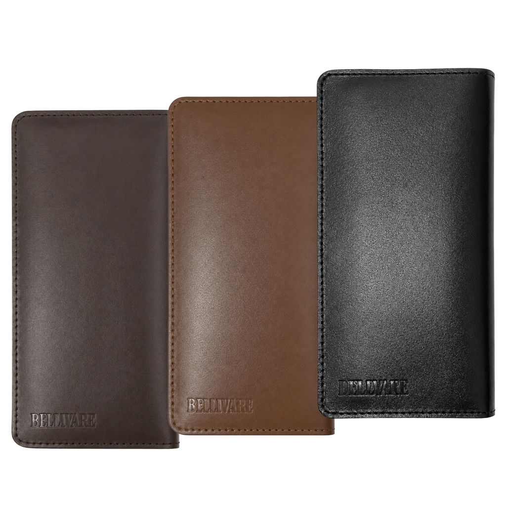 Bellvare Mens Genuine Leather Wallet RFID Slim Bifold 12 Card Holder Brown Black