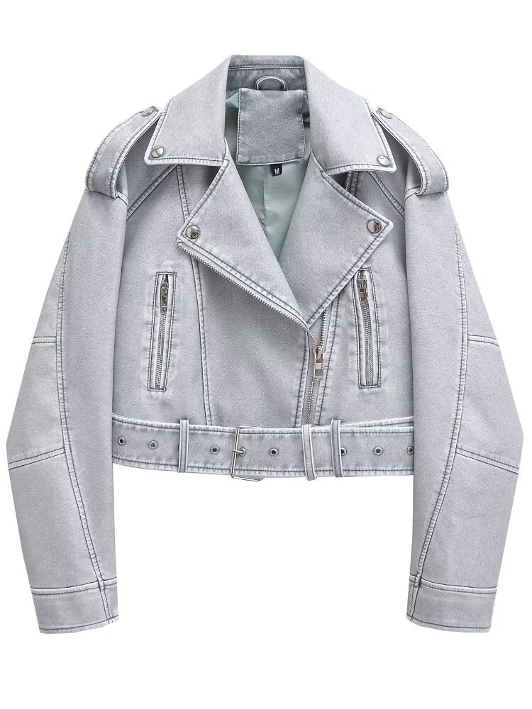 Women's Washed Motorcycle Jacket – Street Biker Style - product image 16