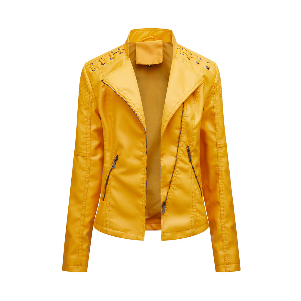 Women's Slim Fit Faux Leather Biker Jacket – Short Style - product image 16