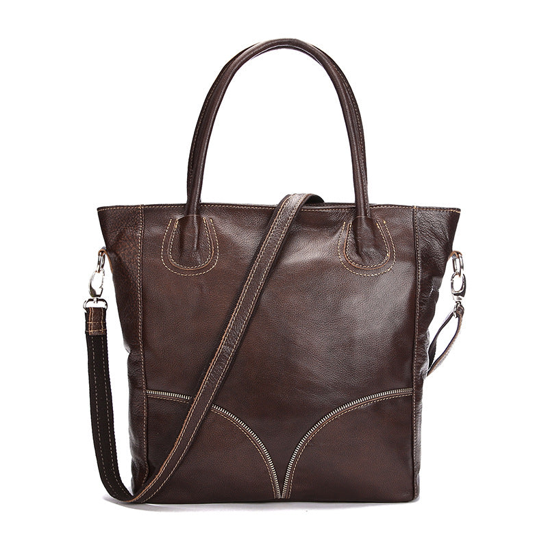 Women’s First Layer Cowhide Leather Tote Bag – Large Capacity Shoulder Handbag