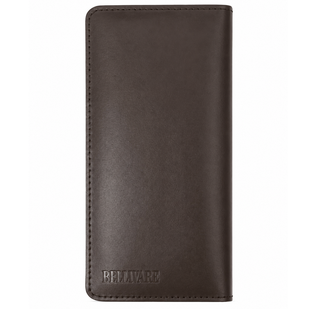 Bellvare Mens Genuine Leather Wallet RFID Slim Bifold 12 Card Holder Brown Black