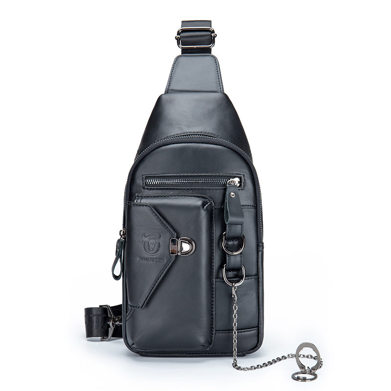 Men’s Cowhide Leather Sling Bag – Vintage Crossbody Chest Shoulder Bag