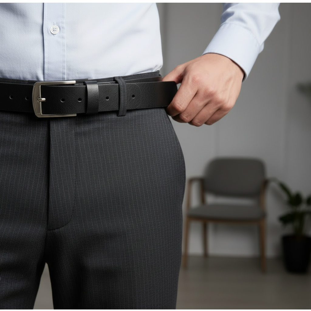 Men’s Classic Leather Pin Buckle Belt – Adjustable Casual & Formal Belt