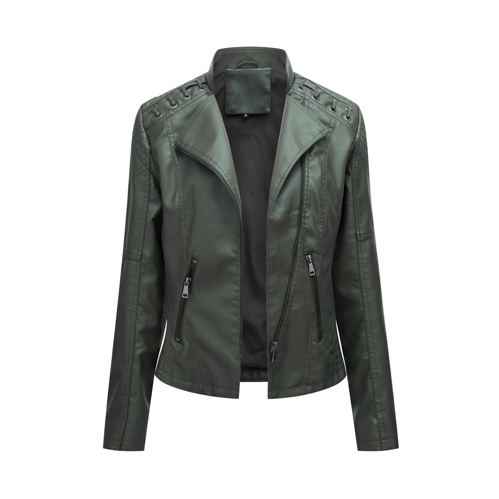 Women's Slim Fit Faux Leather Biker Jacket – Short Style - product image 14