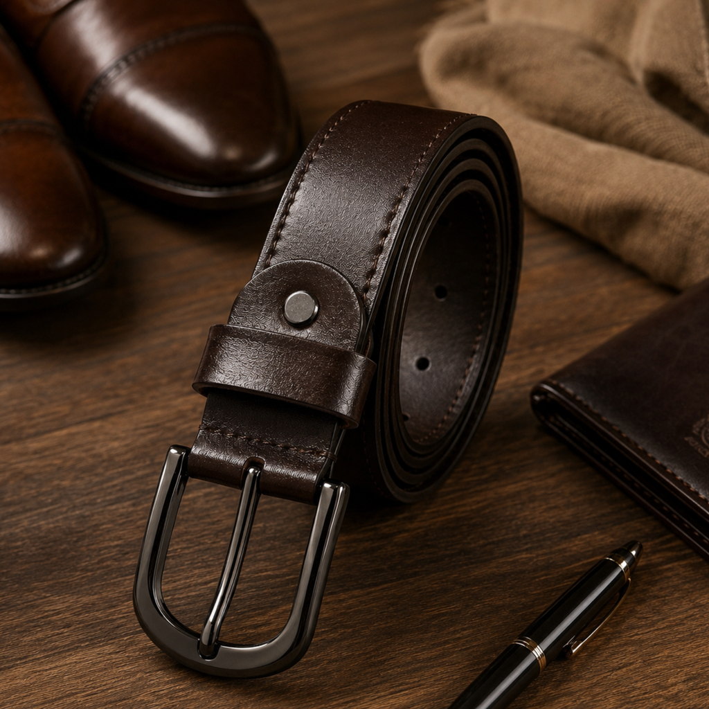 Genuine Leather Casual Dress Belts For Men Brown Cowhide Jeans Trousers