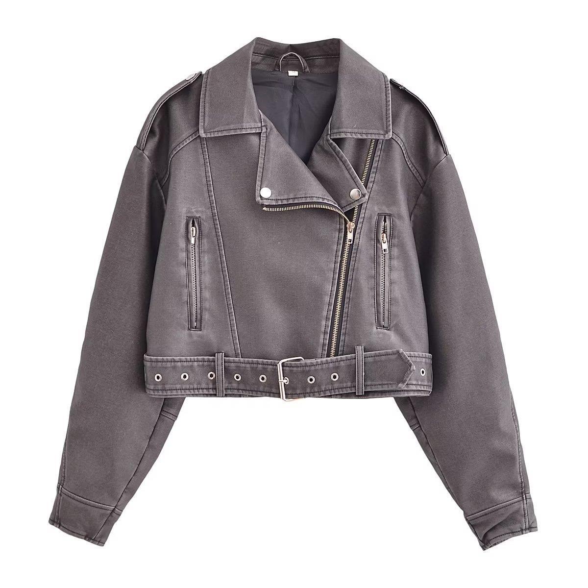 Women's Washed Motorcycle Jacket – Street Biker Style - product image 10