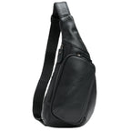 Men’s Genuine Cowhide Leather Crossbody Chest Bag – Casual Sling Shoulder Bag