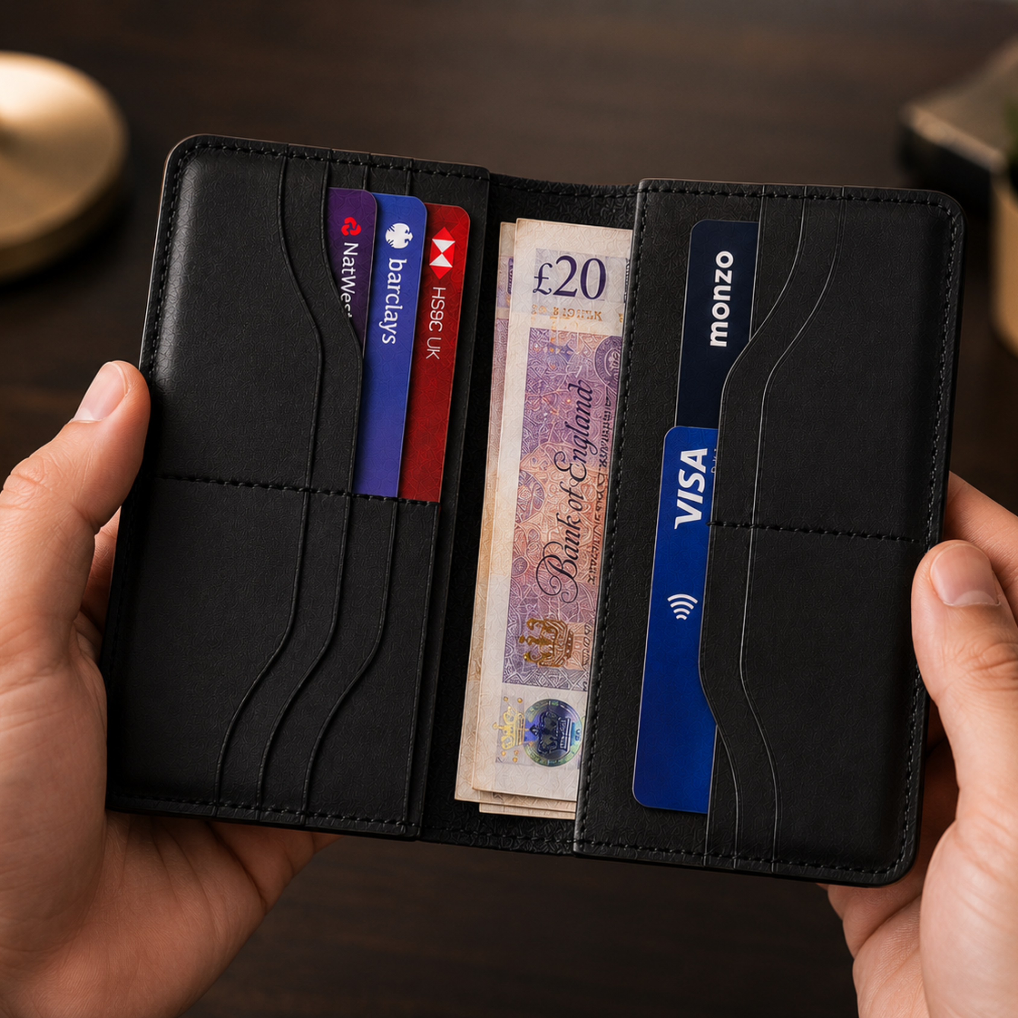 Bellvare Mens Genuine Leather Wallet RFID Slim Bifold 12 Card Holder Brown Black