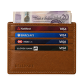 Brown leather wallet with cards and a 20 pound note