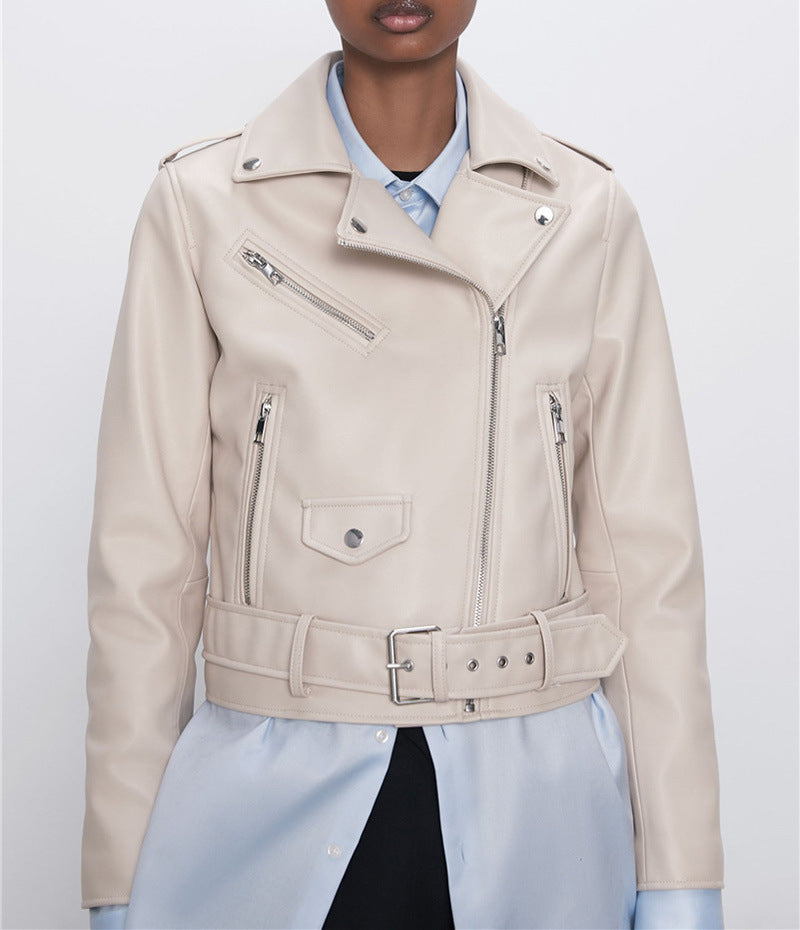 Women's Belted Motorcycle Jacket – Short Biker Style - product image 2