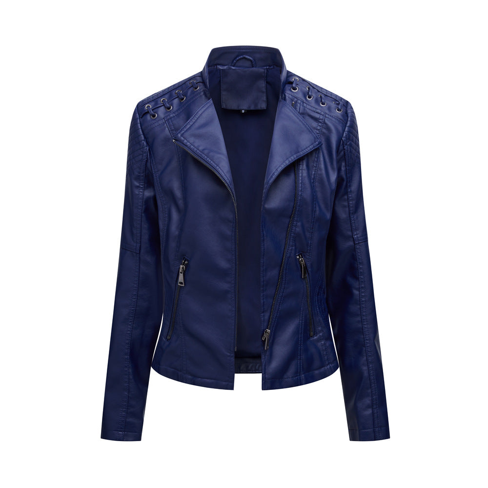 Women's Slim Fit Faux Leather Biker Jacket – Short Style - product image 20
