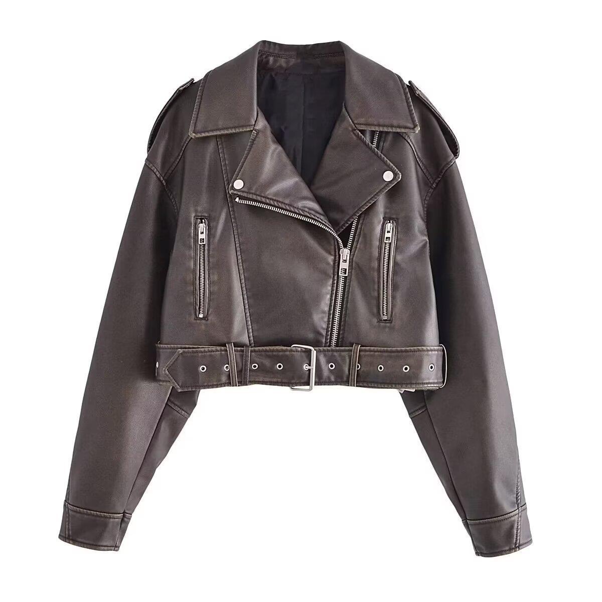 Women's Washed Motorcycle Jacket – Street Biker Style - product image 4