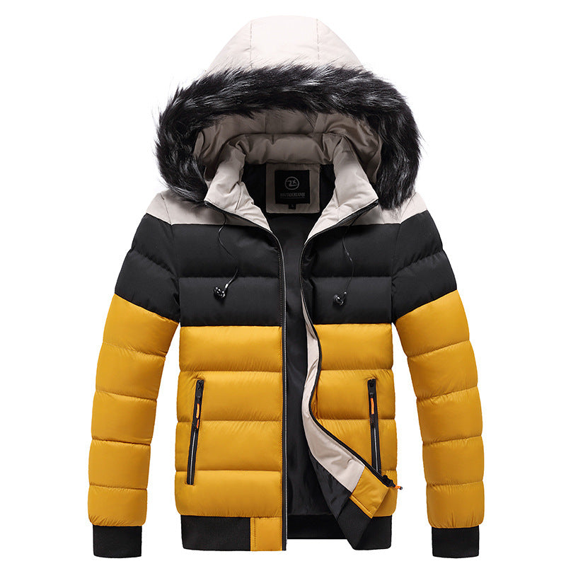 Men's Hooded Puffer Jacket – Colour-Block Winter Coat – product view 6