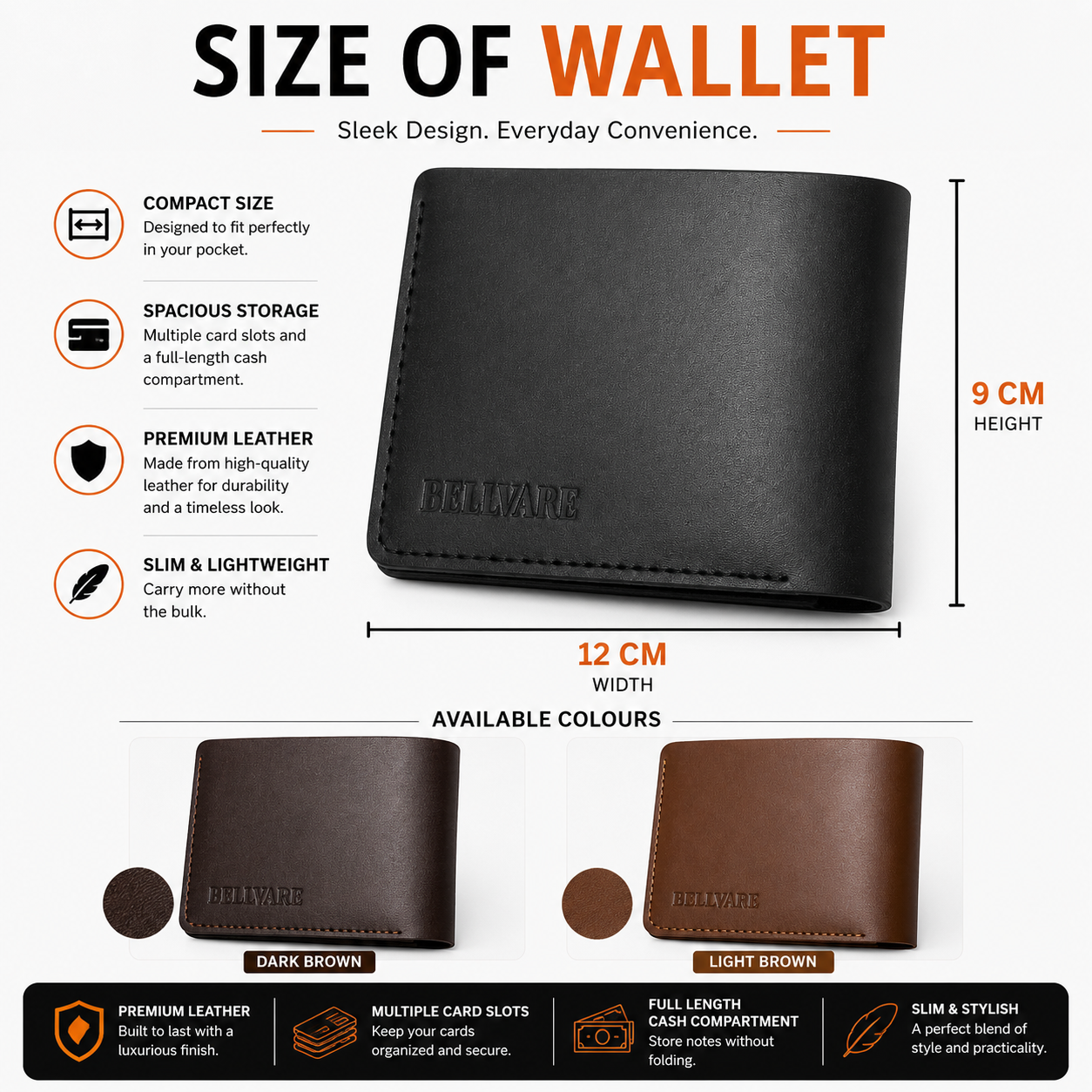 Leather Wallet For Mens Notes, & Credit Cards RFID Blocking Soft Slim Bifold