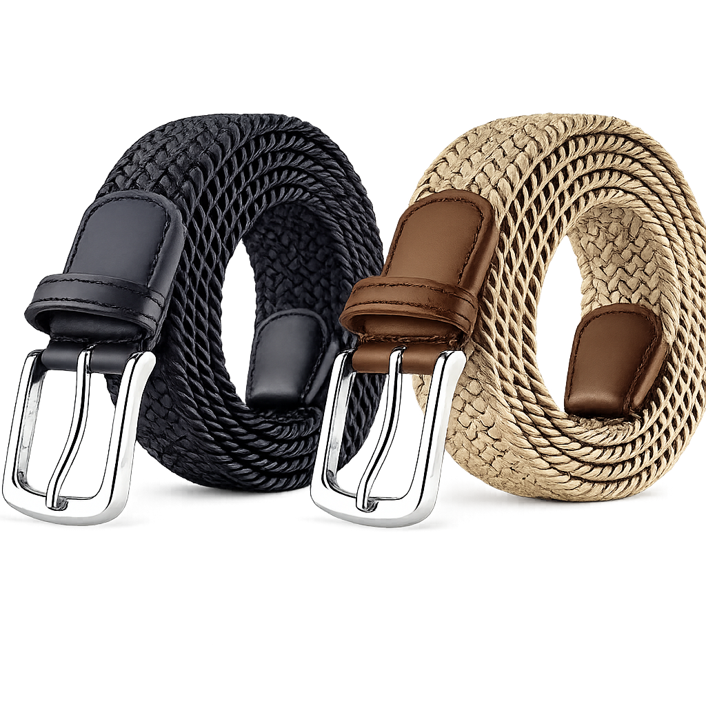 Bellvare Elasticated Belts Mens Womens Stretch Woven Braided Regular Casual Belt