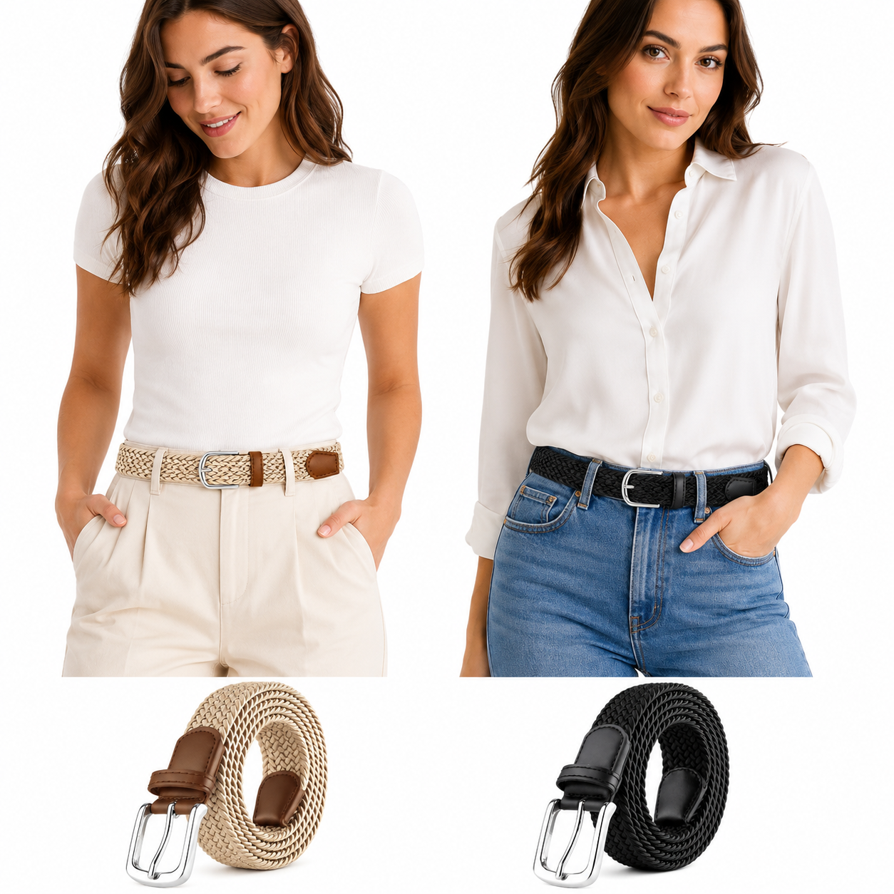 Bellvare Elasticated Belts Mens Womens Stretch Woven Braided Regular Casual Belt