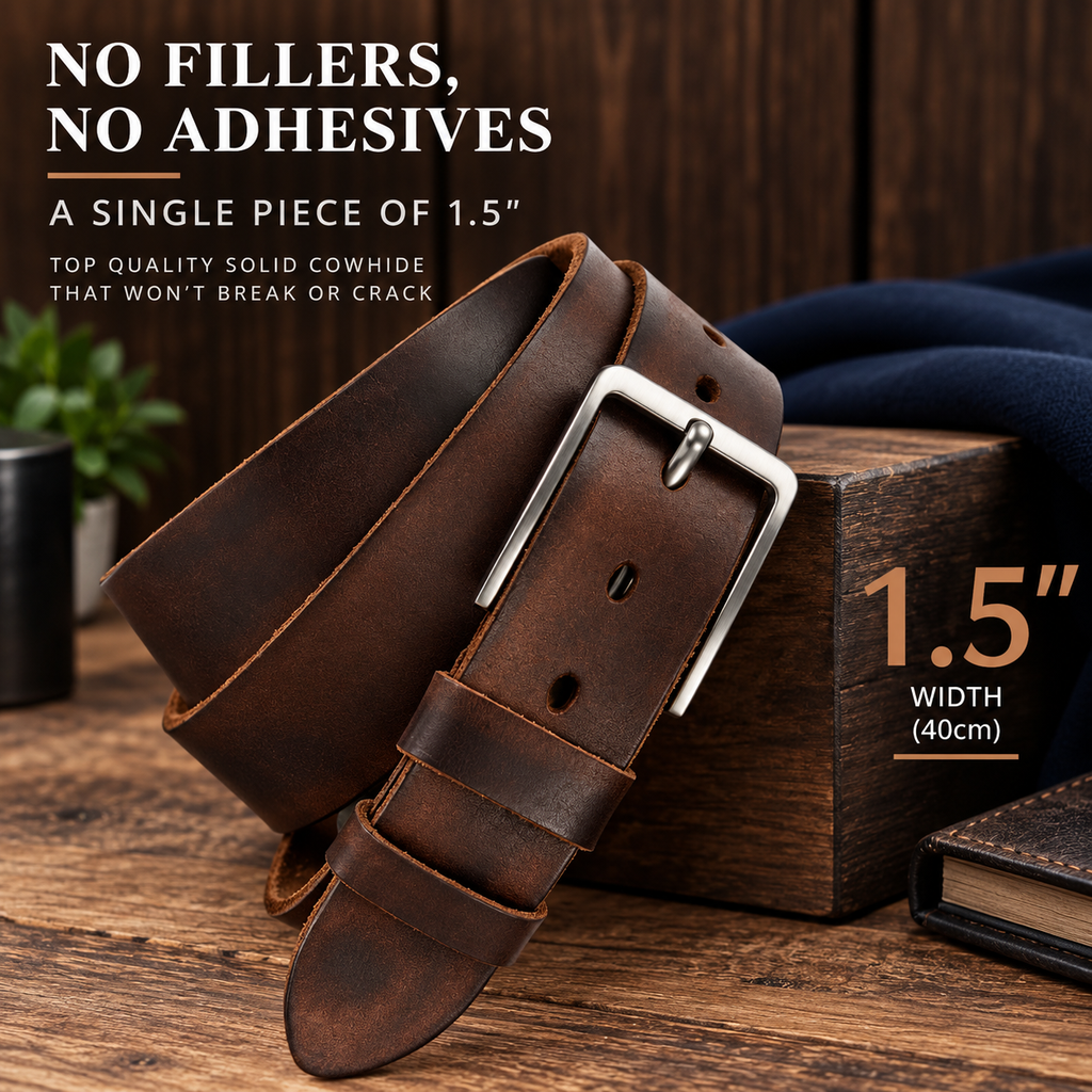 Men’s Genuine Cowskin Leather Belt – Classic Buckle