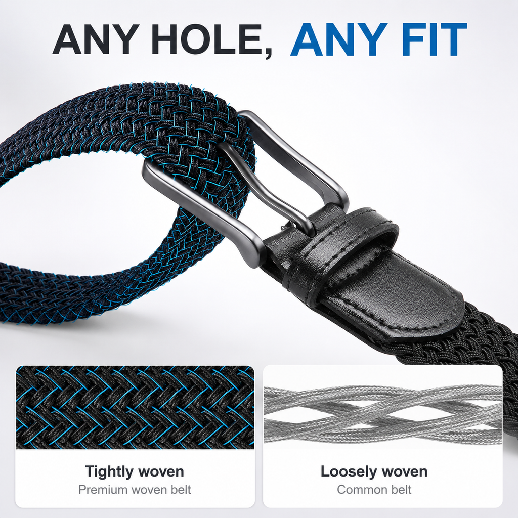 Bellvare Woven Stretch Belt for Men & Women | Elastic Braided Casual Belt