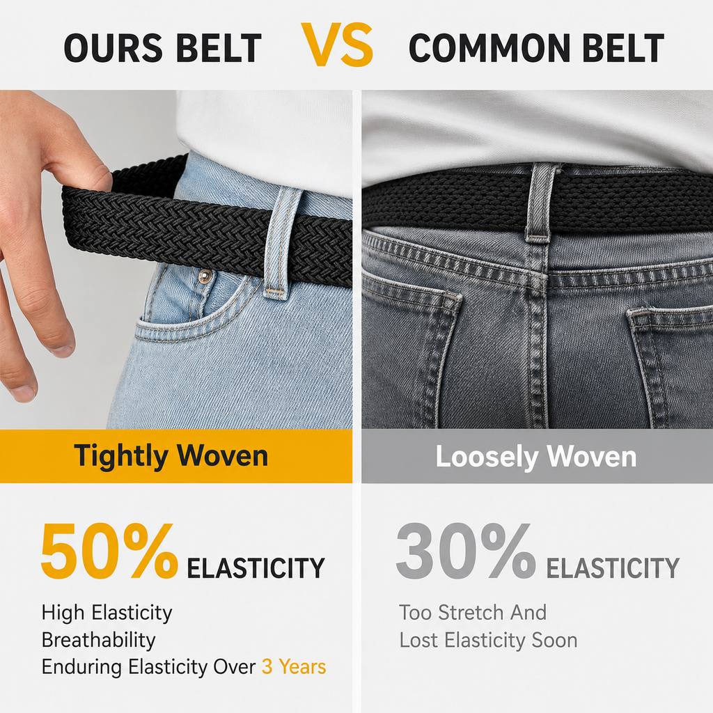 Bellvare Woven Stretch Belt for Men & Women | Elastic Braided Casual Belt