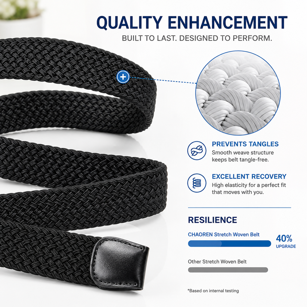 Bellvare Woven Stretch Belt for Men & Women | Elastic Braided Casual Belt