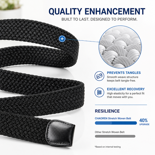 Bellvare Woven Stretch Belt for Men & Women | Elastic Braided Casual Belt