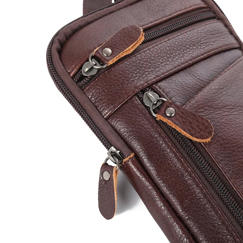 Leather Fashion Phone Pouch Belt Bag Shoulder Crossbody Waist Pack Vintage Outdoor Multi-function Mens Leisure Hanging Waist Bag