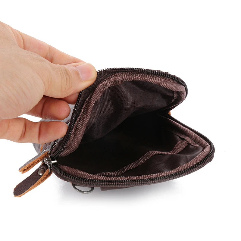 Leather Fashion Phone Pouch Belt Bag Shoulder Crossbody Waist Pack Vintage Outdoor Multi-function Mens Leisure Hanging Waist Bag