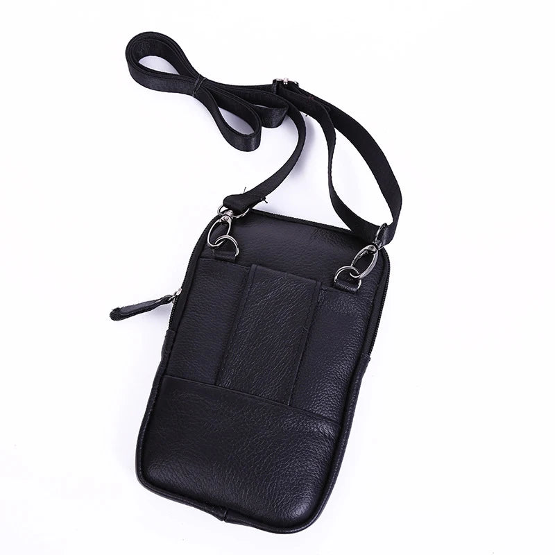 Leather Fashion Phone Pouch Belt Bag Shoulder Crossbody Waist Pack Vintage Outdoor Multi-function Mens Leisure Hanging Waist Bag