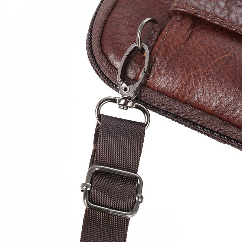 Leather Fashion Phone Pouch Belt Bag Shoulder Crossbody Waist Pack Vintage Outdoor Multi-function Mens Leisure Hanging Waist Bag