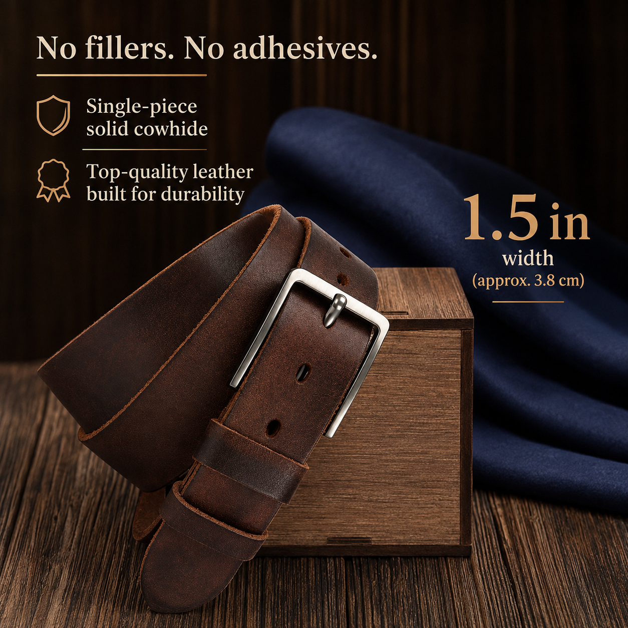 Men’s Genuine Cowskin Leather Belt – Classic Metal Pin Buckle Jeans & Business Belt